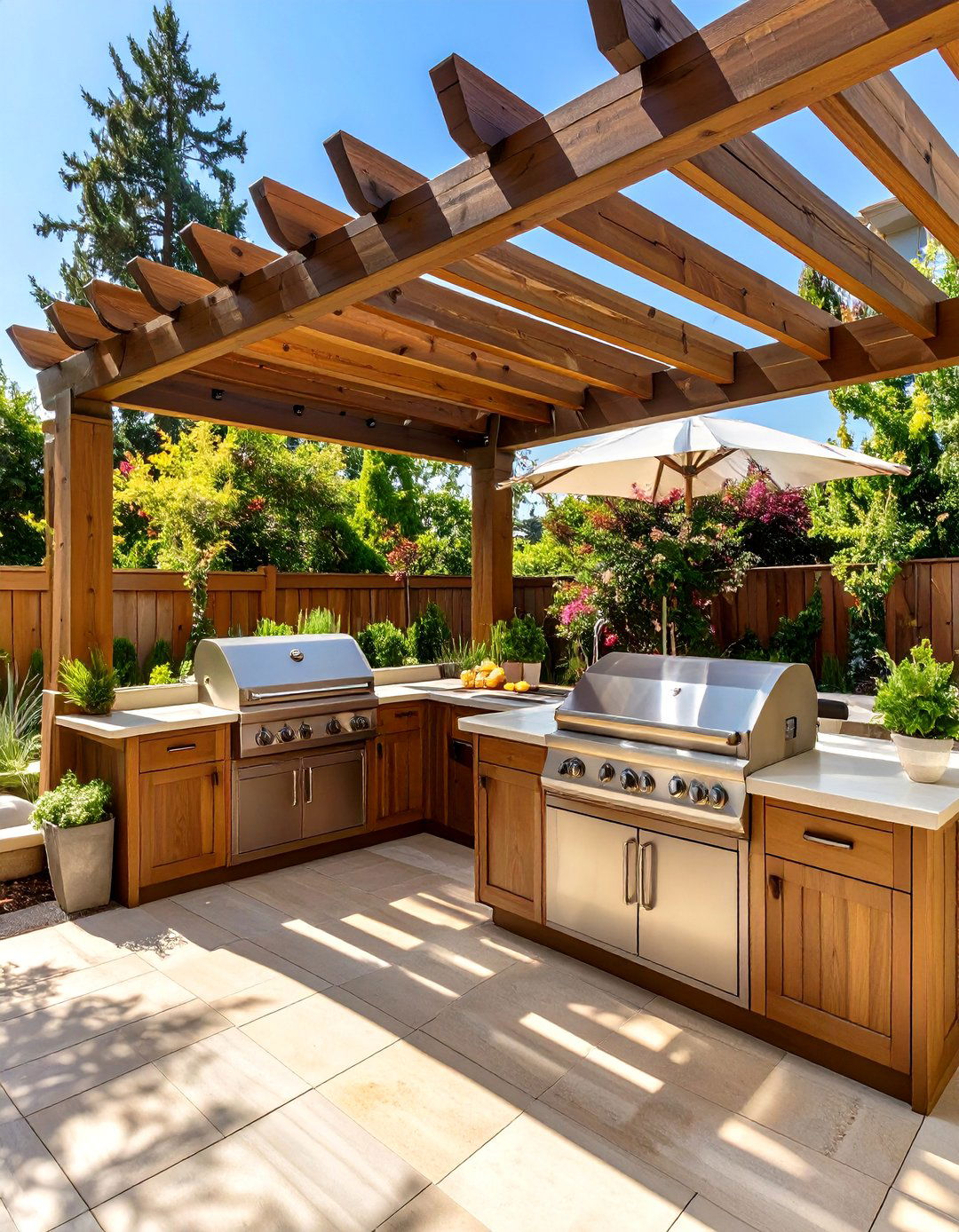 Deck Pergola with Outdoor Kitchen - 30 deck pergola ideas