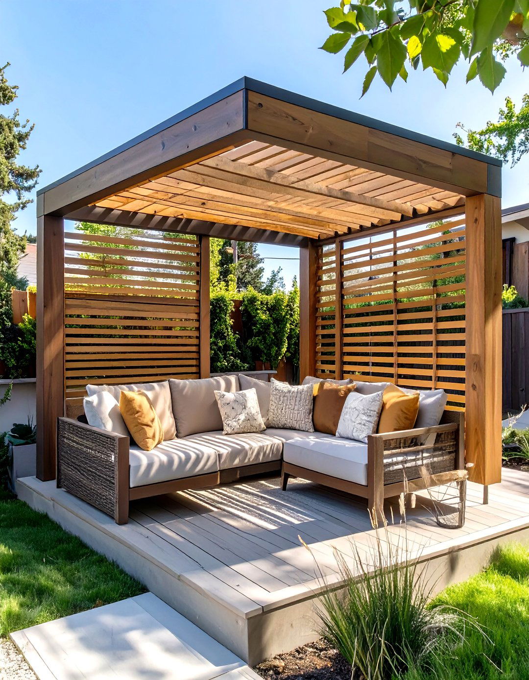 Deck Pergola with Privacy Walls - 30 deck pergola ideas