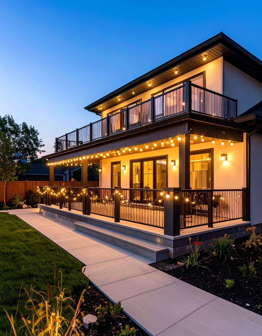 Deck Railing Outdoor String Light Accent - 30 outdoor string light ideas