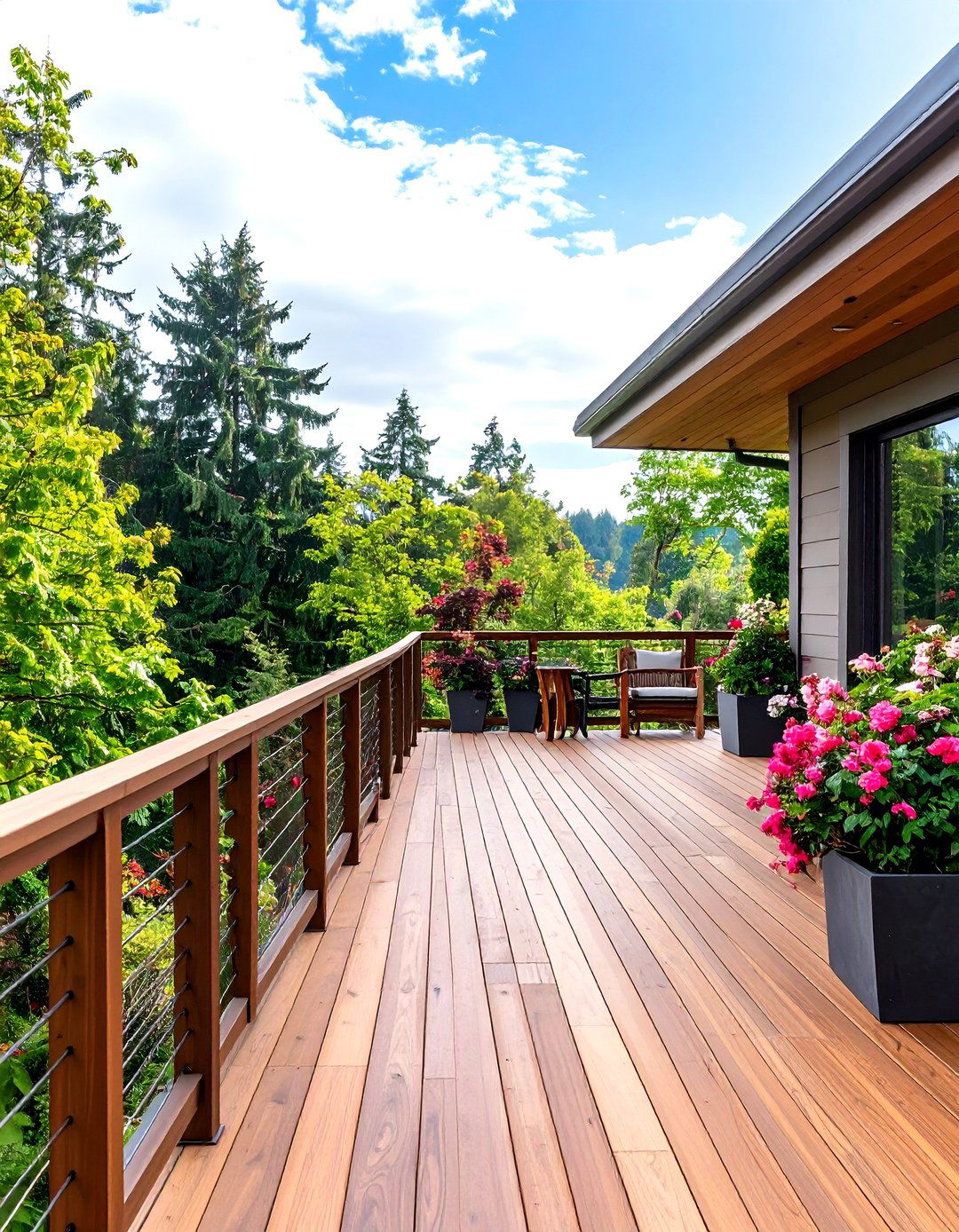 Deck Railing with Integrated Planters - 30 deck rail ideas