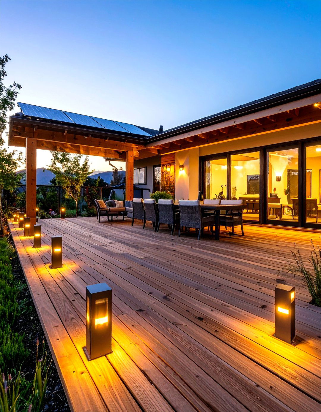 Deck Rails with Solar Post Caps - 30 deck rails ideas