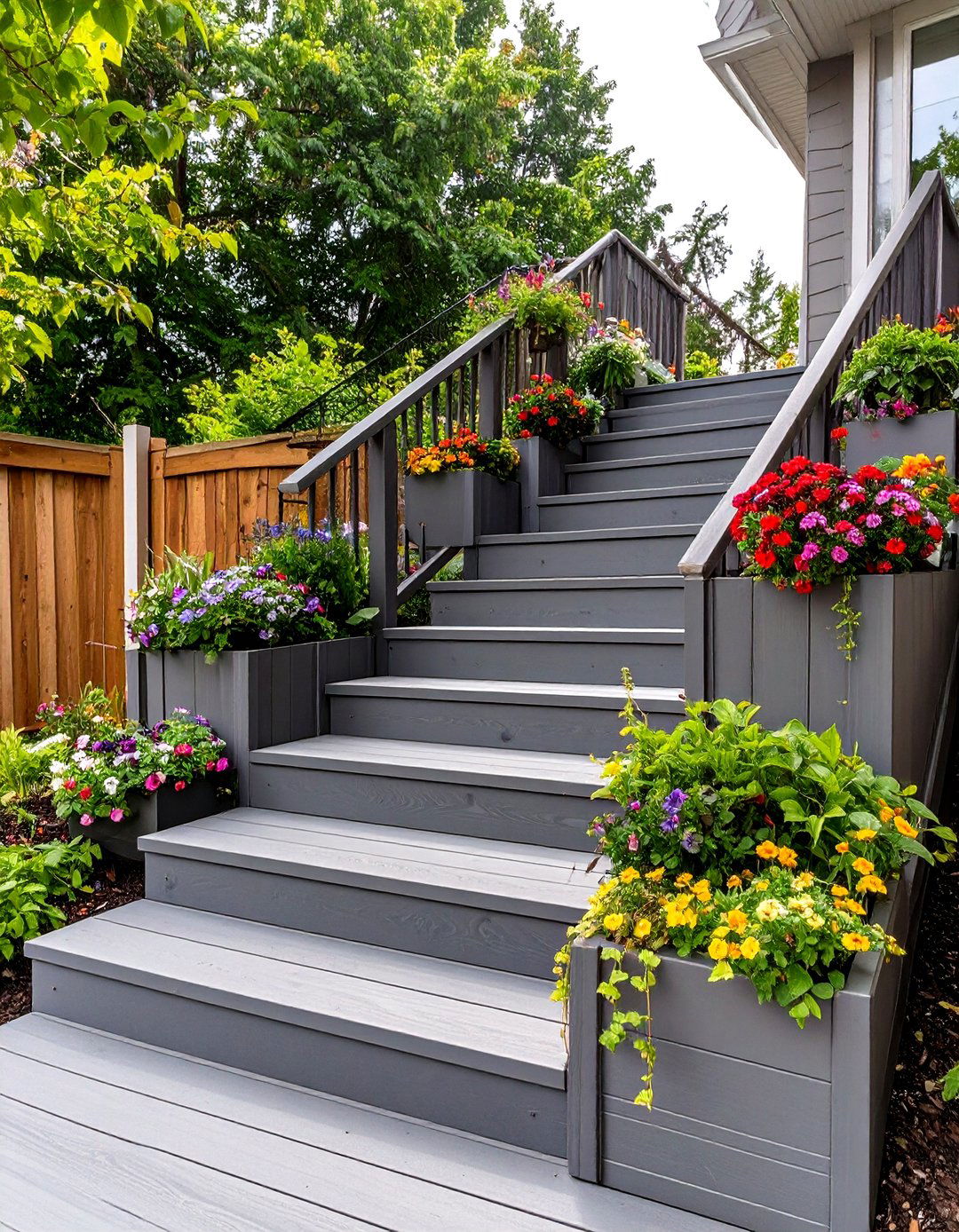 Deck Stairs with Built In Planters - 30 deck stair ideas