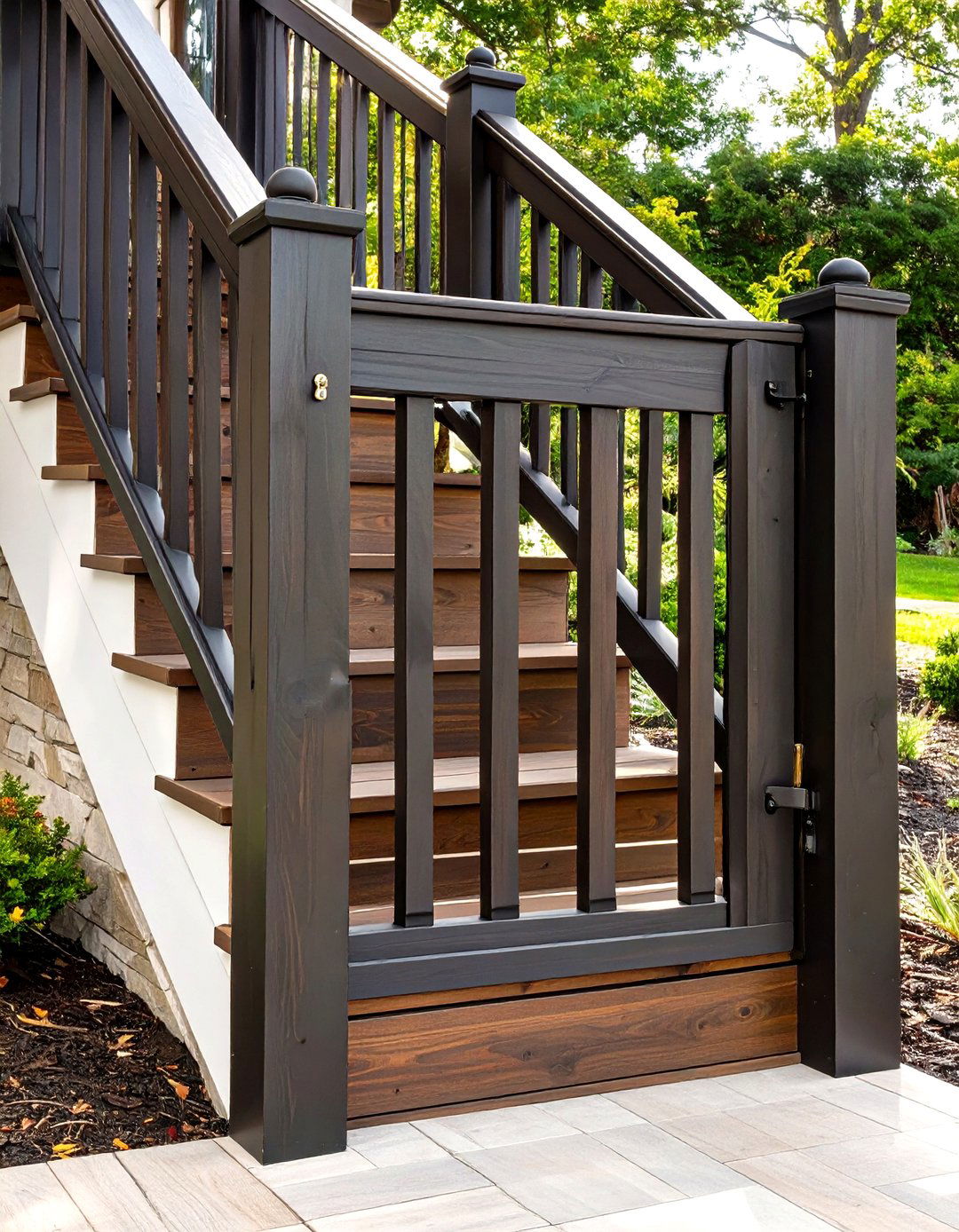 Deck Stairs with a Hidden Gate - 30 deck stair ideas