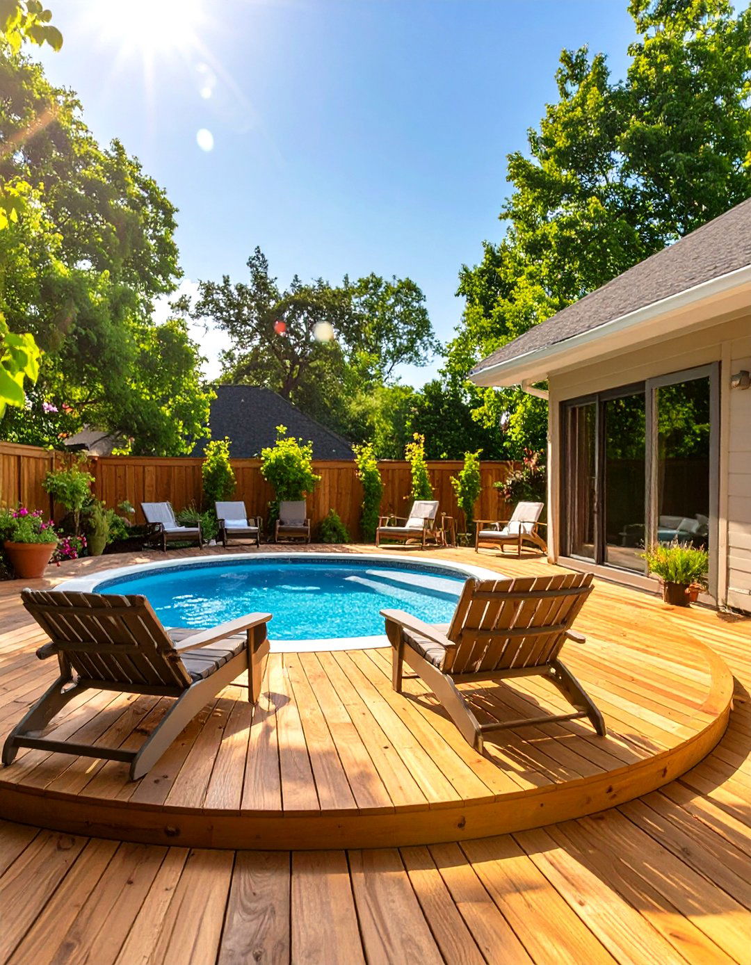 Deck Surrounding an Above Ground Pool - 30 simple deck designs  pictures