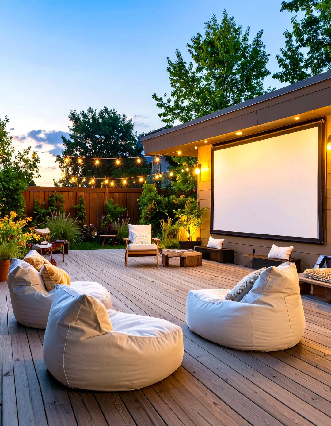 Deck for an Outdoor Movie Night - 30 small backyard deck ideas