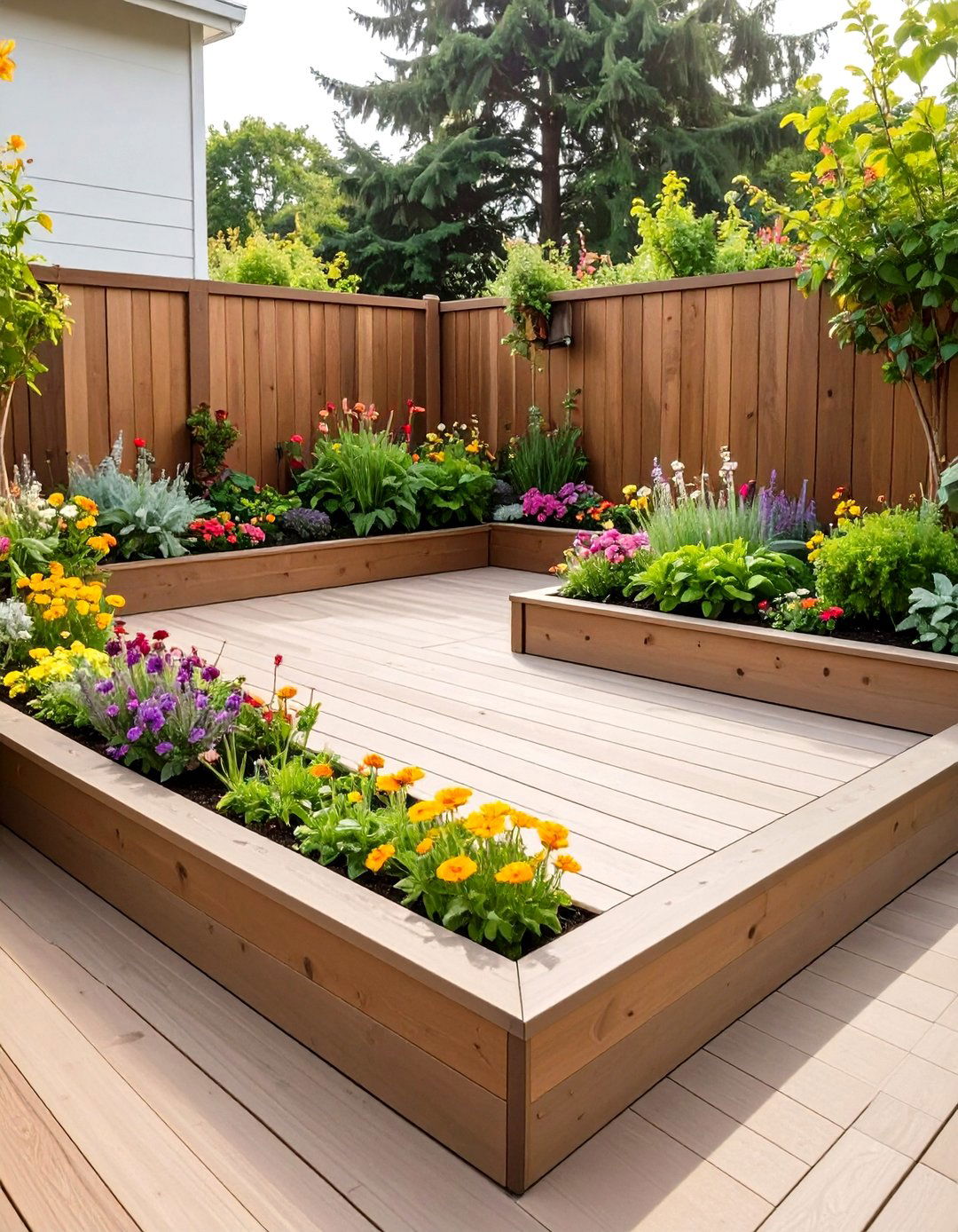 Deck with Built In Planter Boxes - 30 small backyard deck ideas