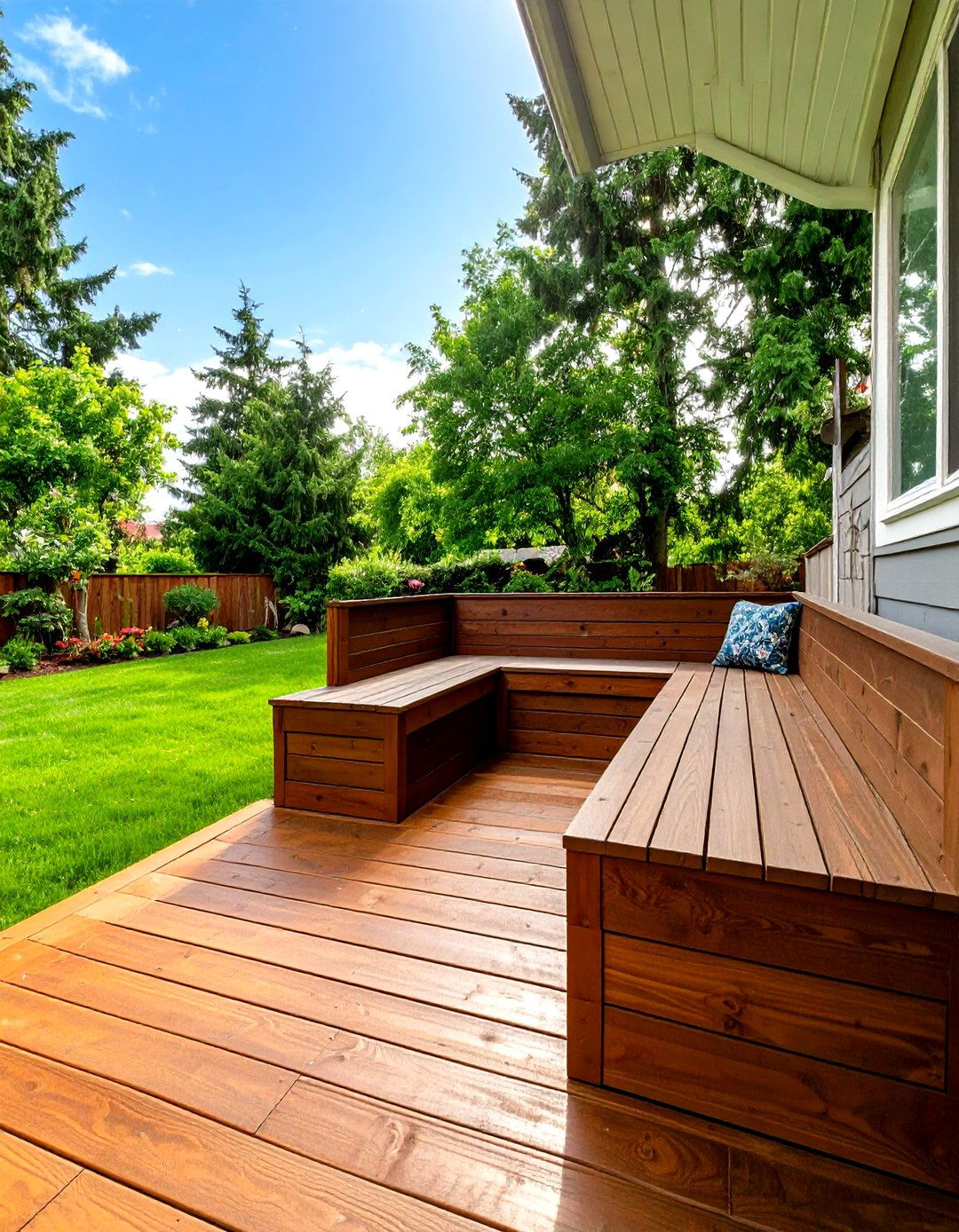 Deck with Built in Seating - 30 outdoor landscaping ideas