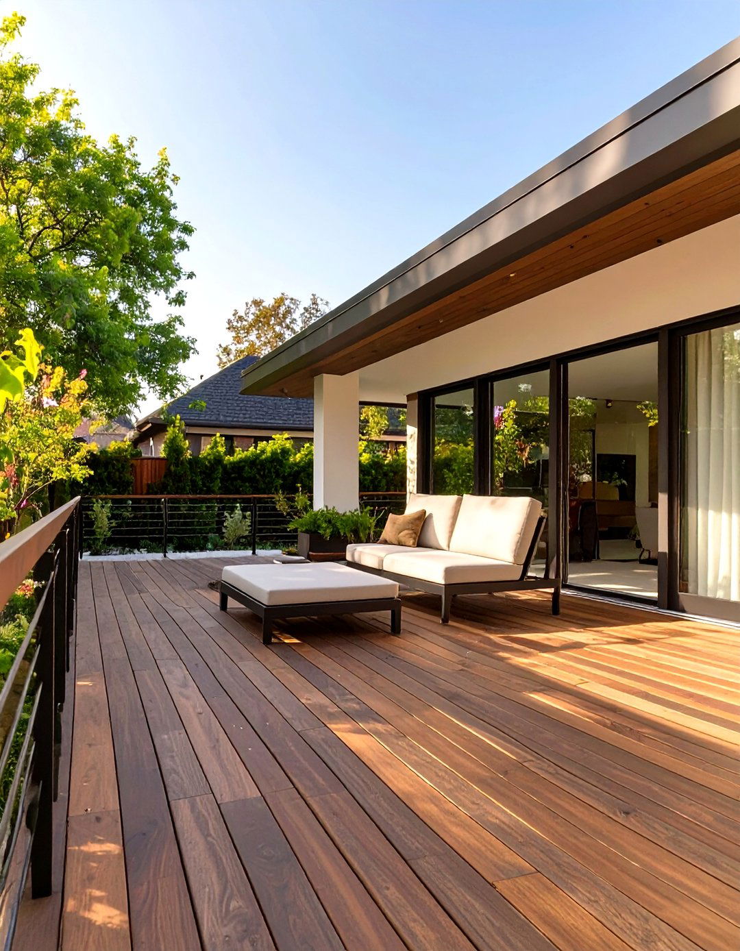 Deck with Minimalist Horizontal Slat Railing - 30 simple deck designs  pictures