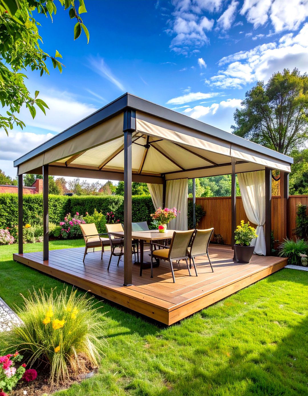 Deck with Polycarbonate Awning Panels - 30 partially covered deck ideas
