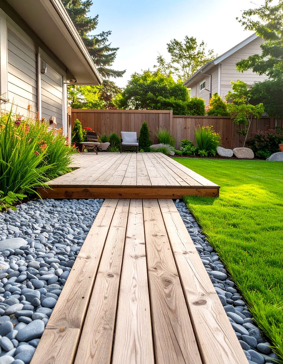 Deck with a Gravel or Stone Border - 30 simple deck ideas