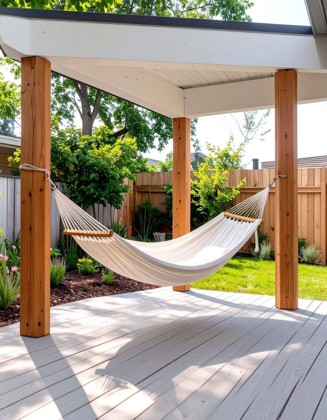 Deck with a Hammock Nook - 30 small backyard deck ideas