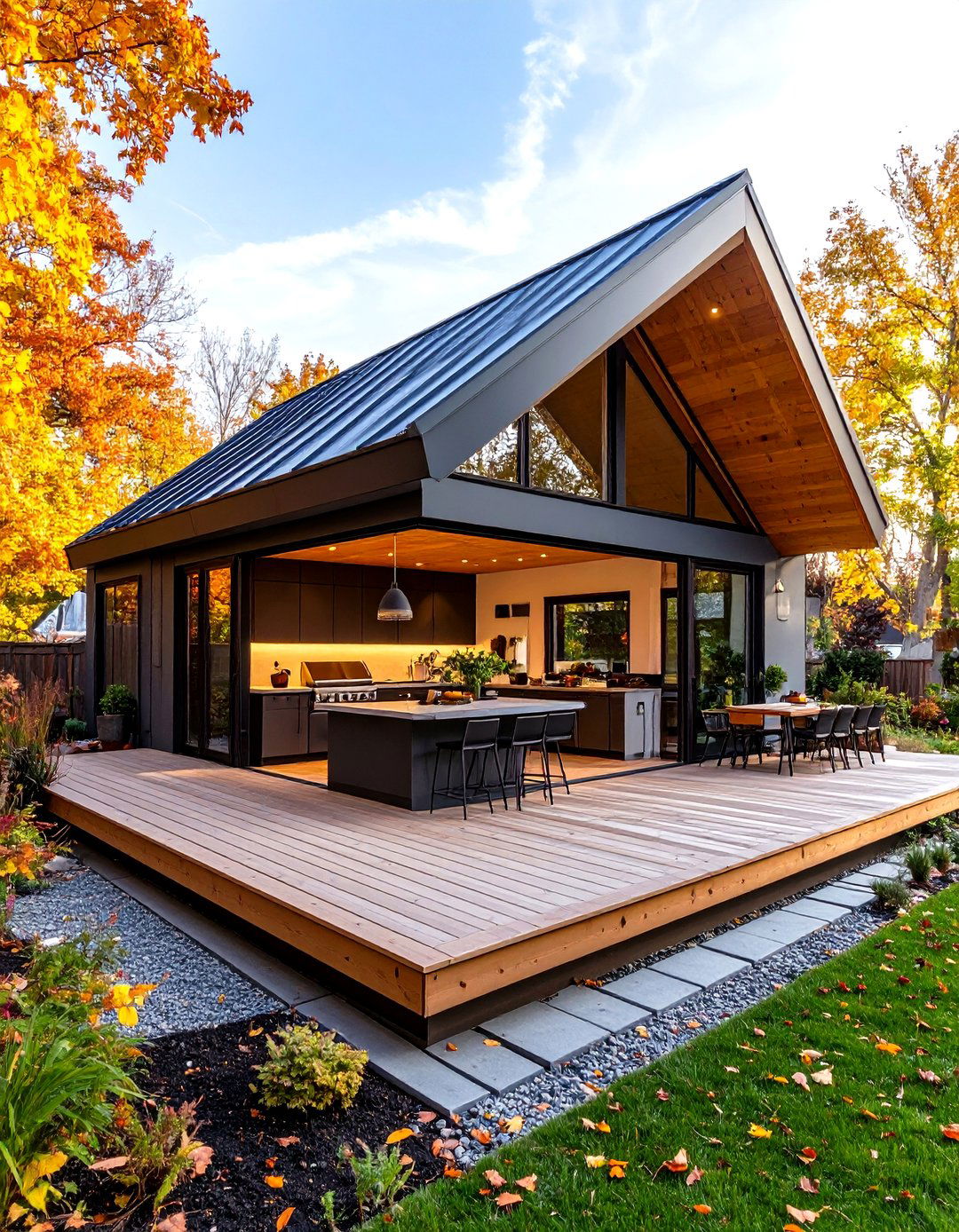 Deck with a Modern Shed Roof Structure - 30 partially covered deck ideas