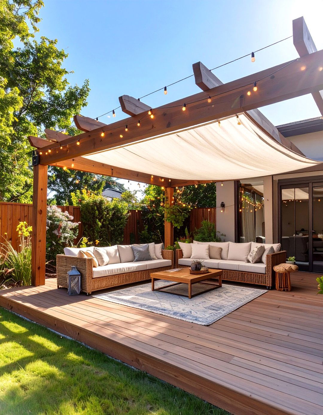 Deck with a Pergola for Shade - 30 deck decorating ideas