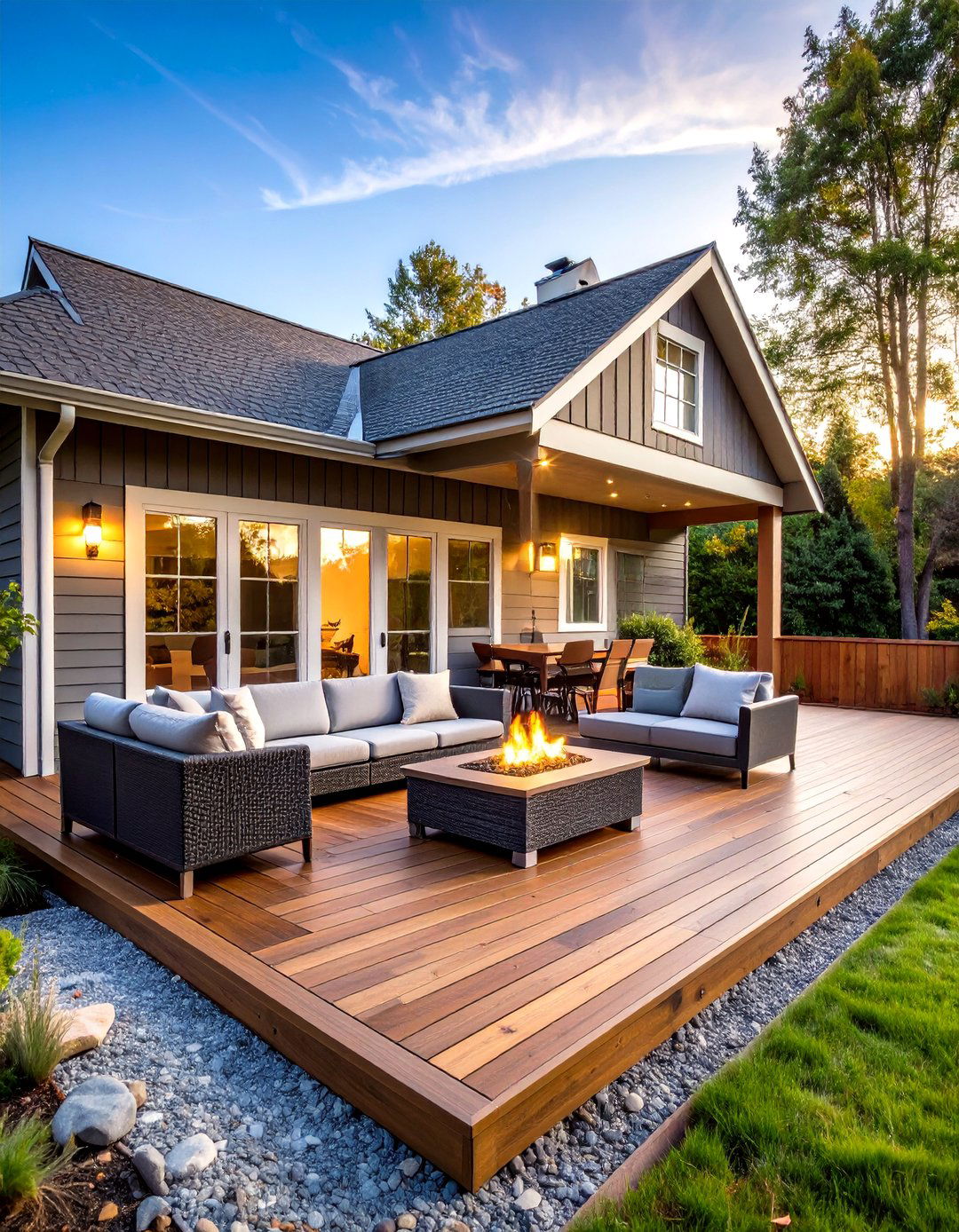 Deck with a Solid Roof Extension - 30 partially covered deck ideas