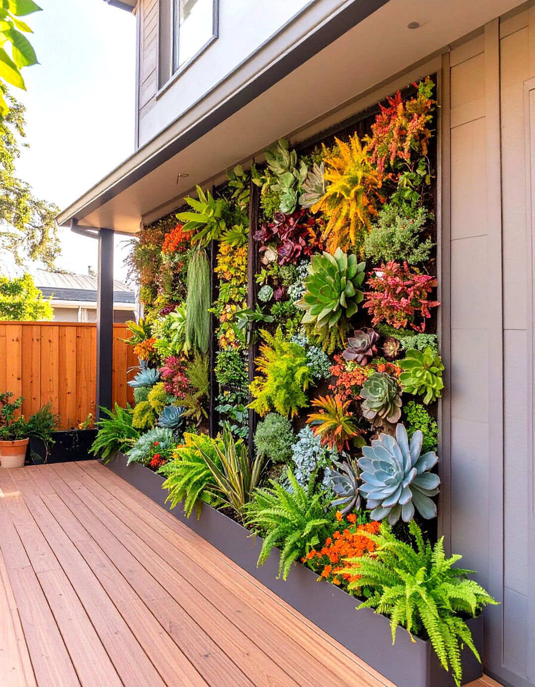 Deck with a Vertical Garden Wall - 30 small backyard deck ideas