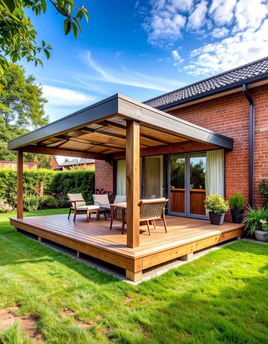 Deck with an Attached Lean To Roof - 30 partially covered deck ideas