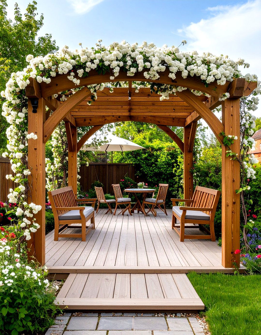 Deck with an Umbraculum or Arbor - 30 partially covered deck ideas