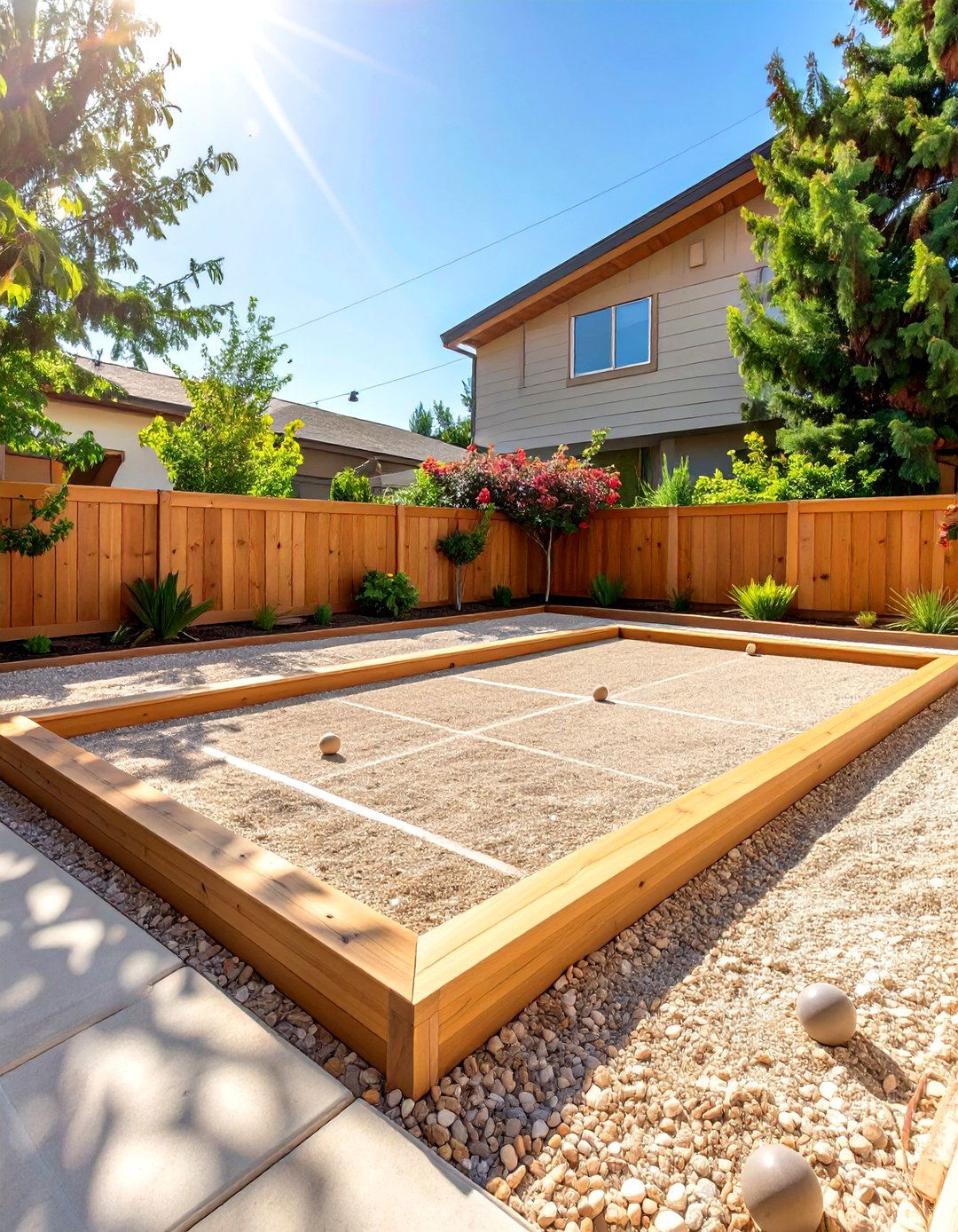 Decomposed Granite Bocce Ball Court - 30 low budget backyard designs with gravel