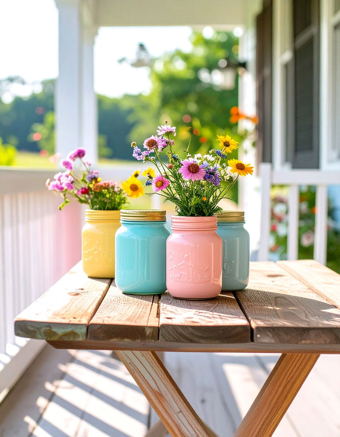 Decorate with DIY Painted Mason Jars - 30 screen porch ideas on a budget