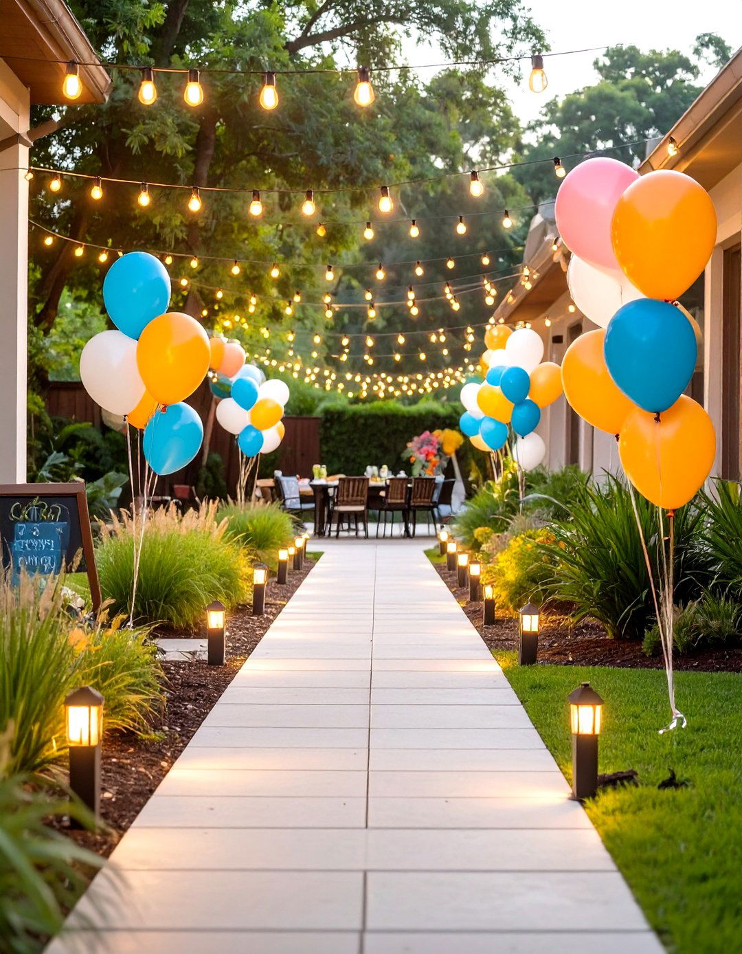 Decorated Walkway Entrance - 30 outdoor graduation party ideas
