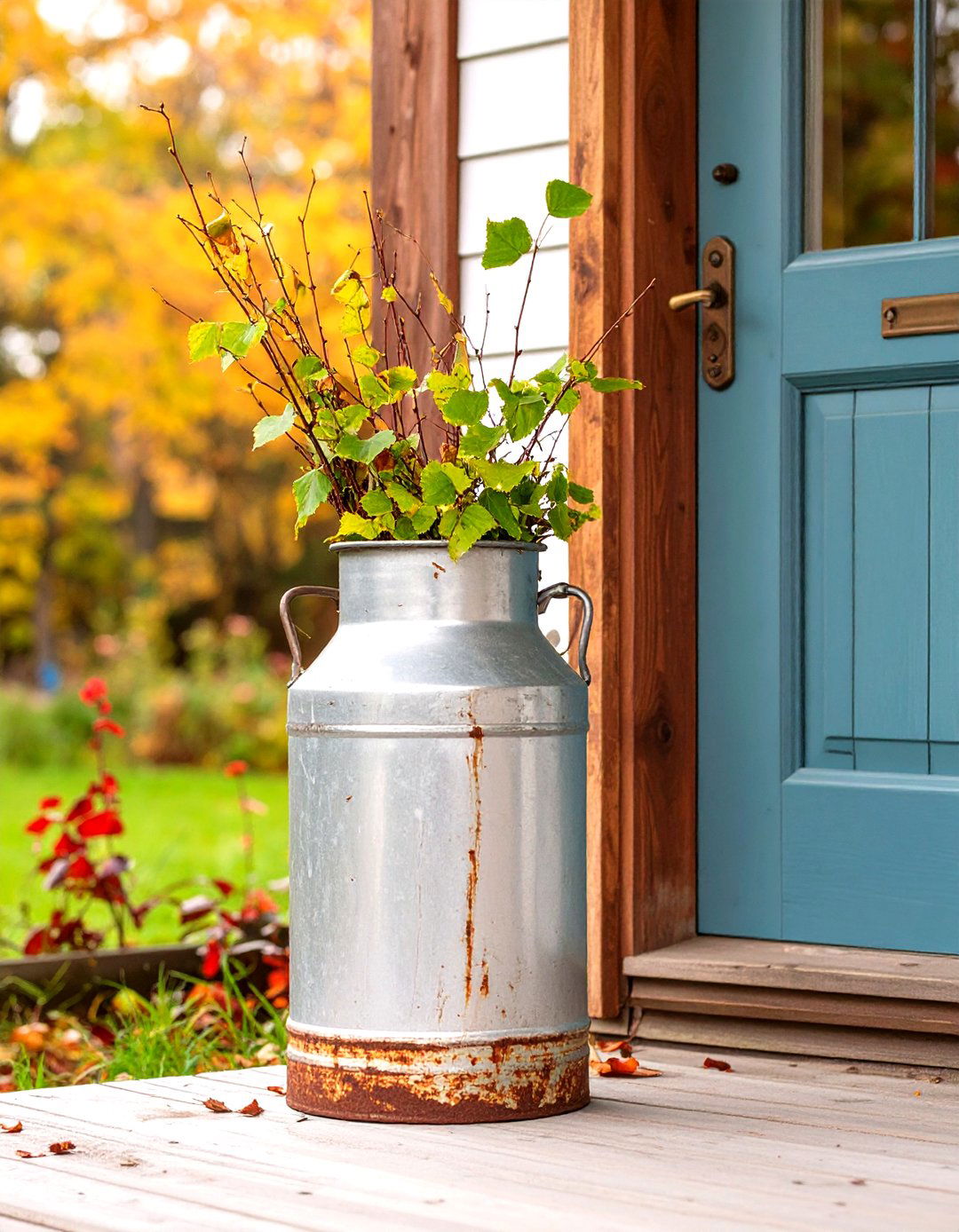 Decorating with Antique Milk Cans - 30 rustic front porch decorating ideas