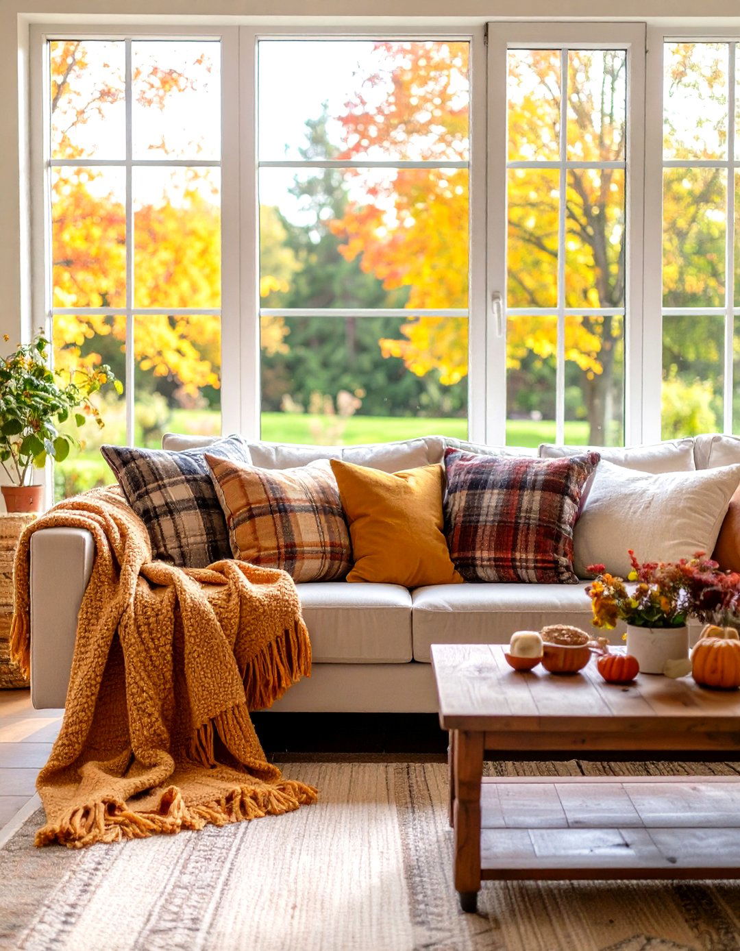 Decorating with Plaid and Wool Textiles - 30 rustic living room ideas