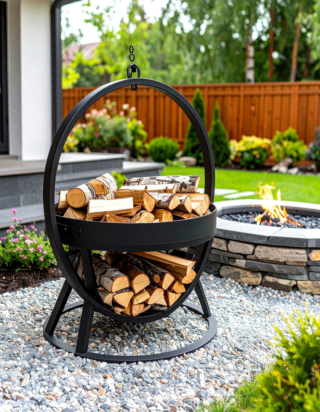 Decorative Firewood Storage Rack - 30 outdoor storage ideas