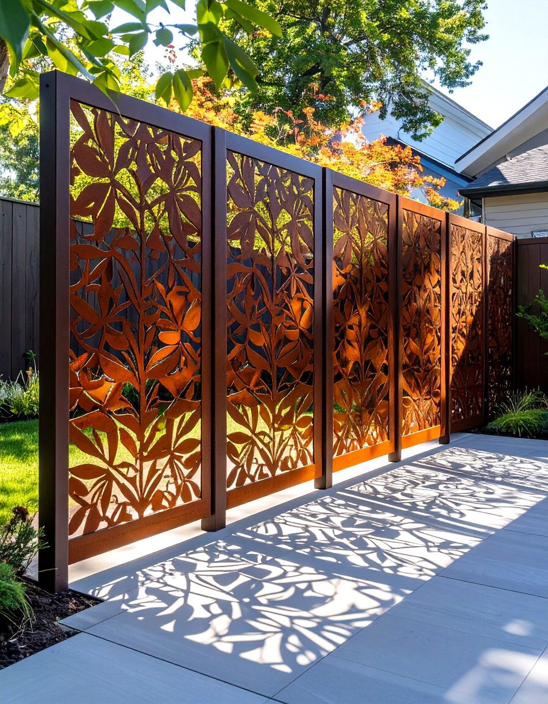 Decorative Laser Cut Metal Panels - 30 useful backyard privacy ideas ththomideas