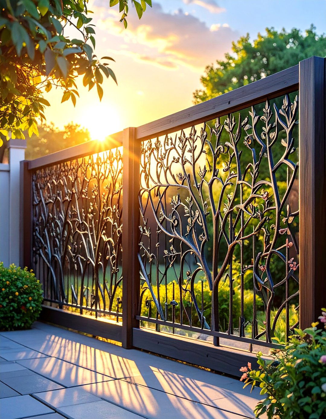 Decorative Metal Panel Fence - 30 small garden fence ideas