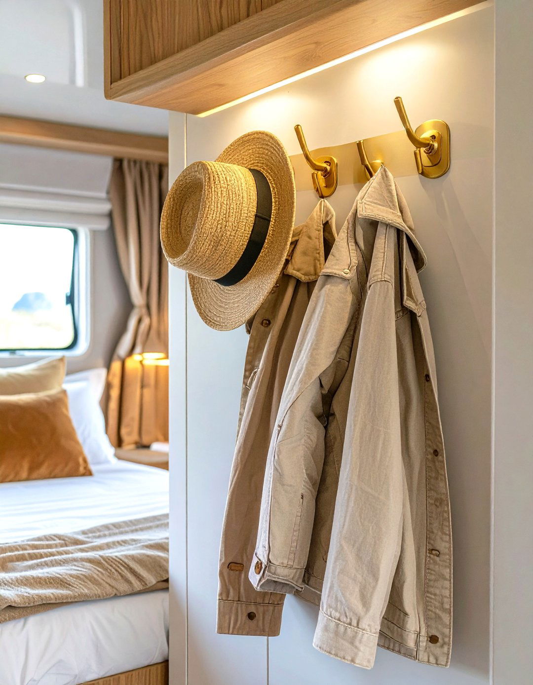 Decorative and Functional Wall Hooks - 30 small rv bedroom ideas