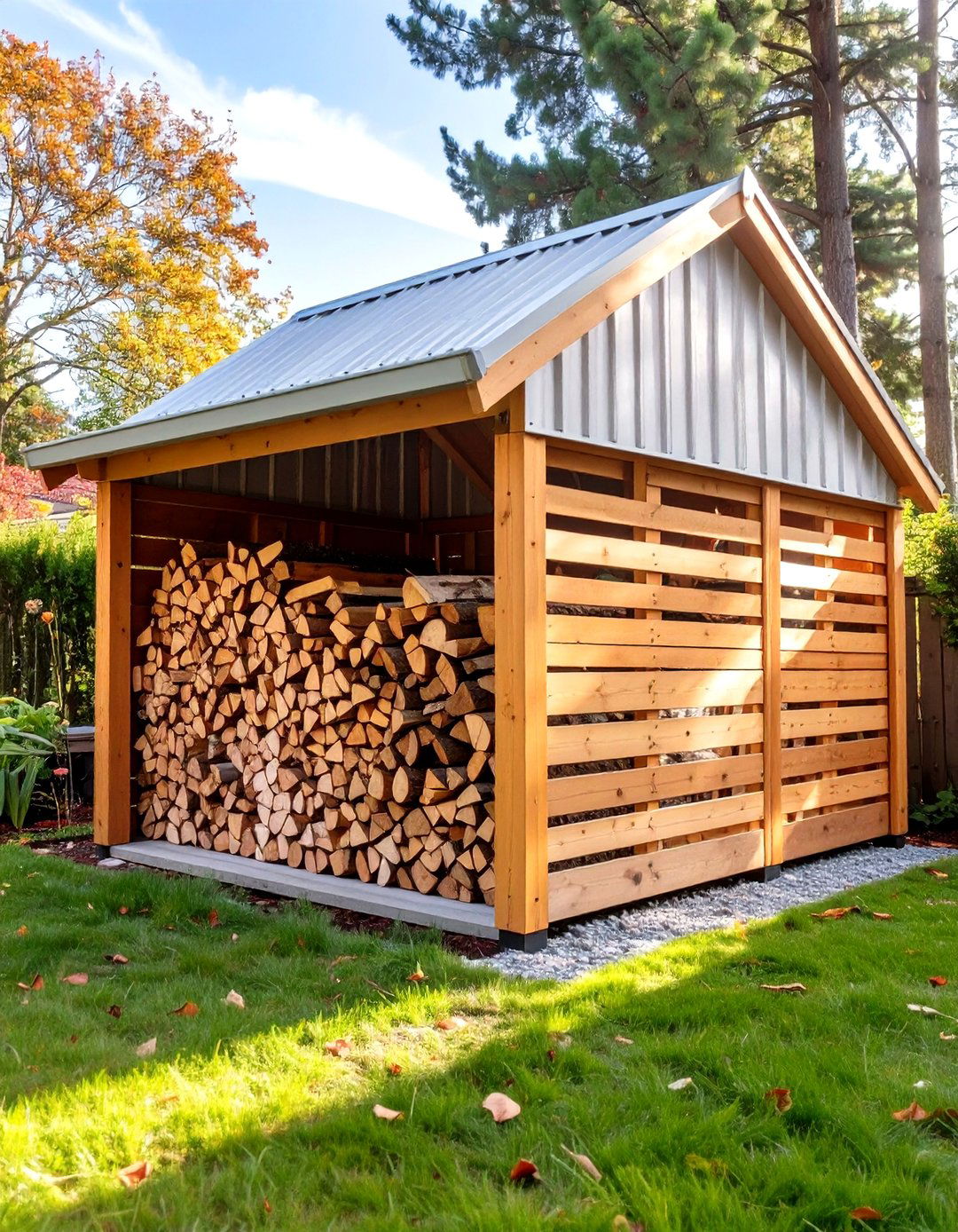 Dedicated Firewood Shed with Sloped Roof - 30 outdoor firewood storage ideas