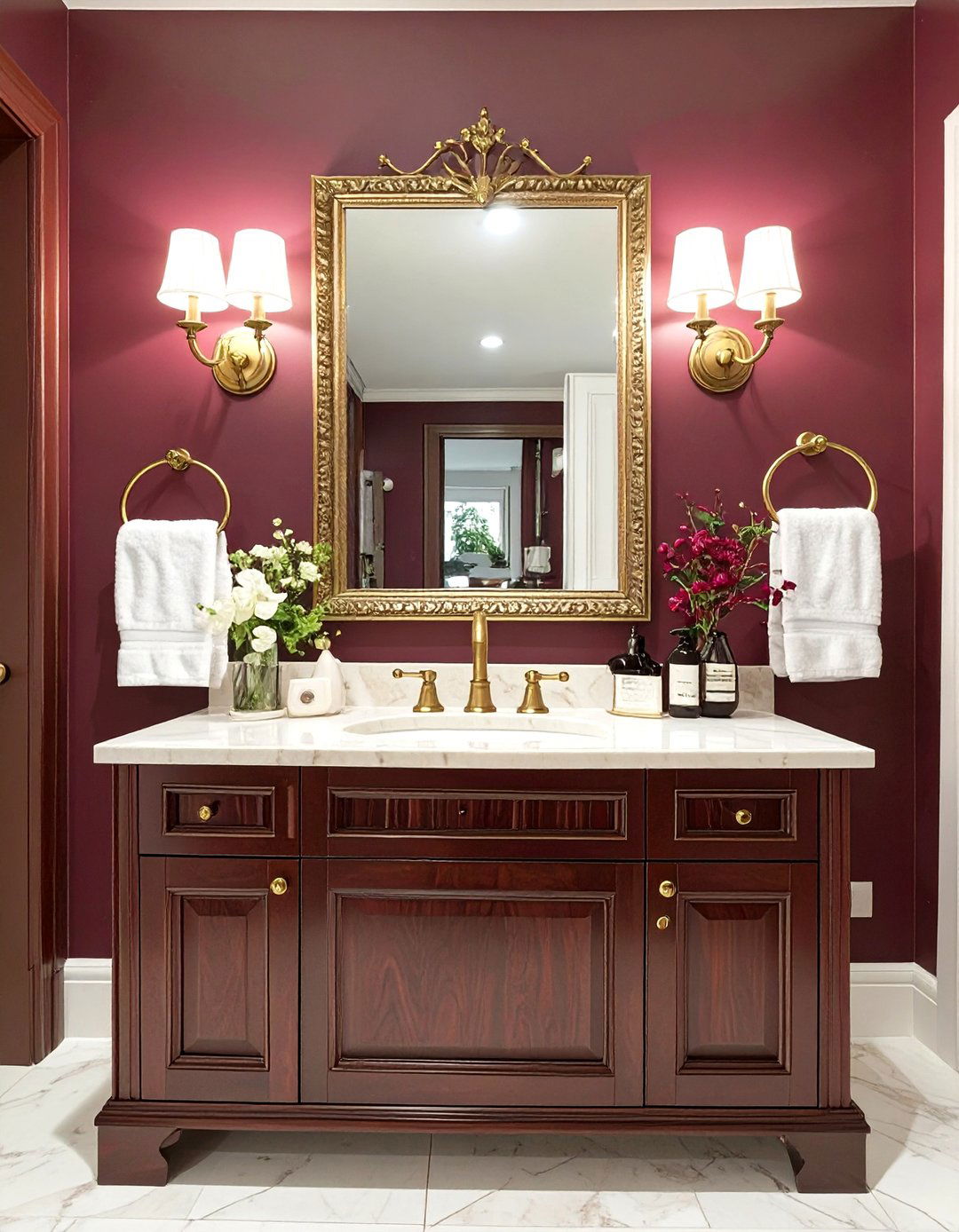 Deep Burgundy Bathroom - 30 bathroom paint ideas