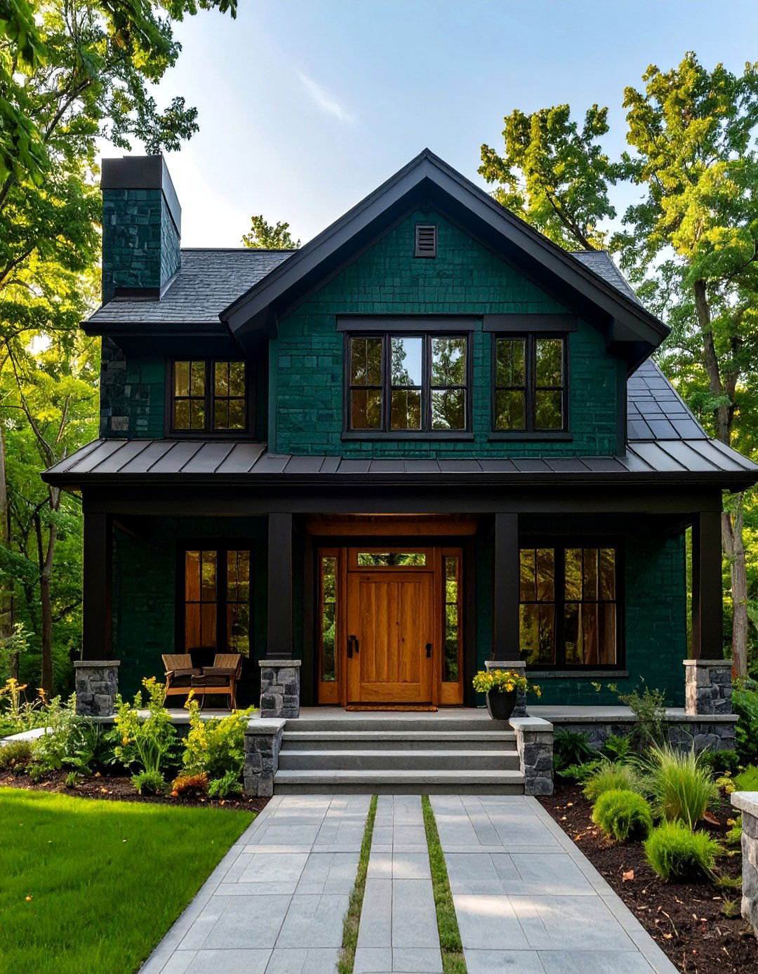 Deep Forest Green Brick Exterior - 30 house exterior brick paint color ideas