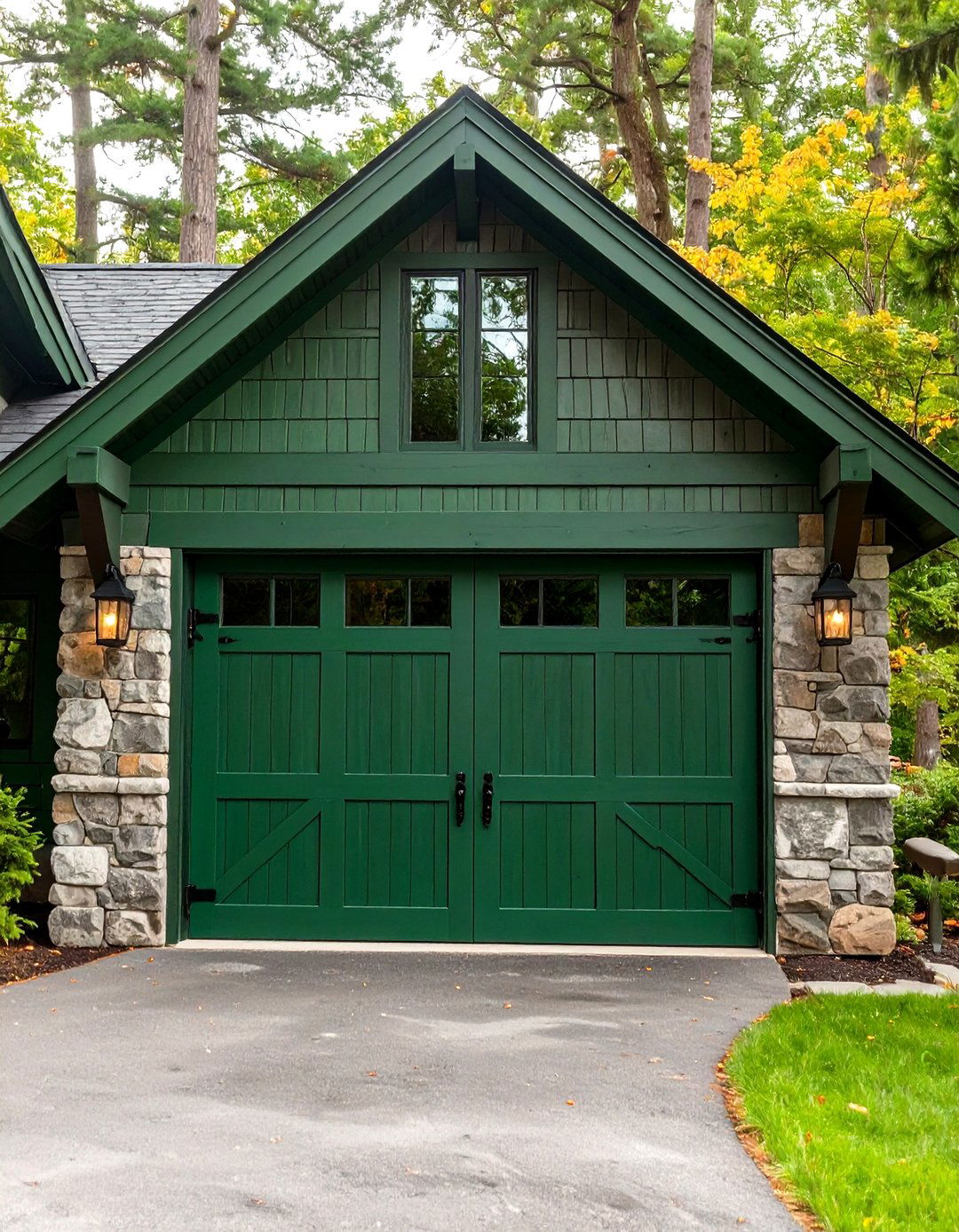 Deep Forest Green - 30 garage door color ideas