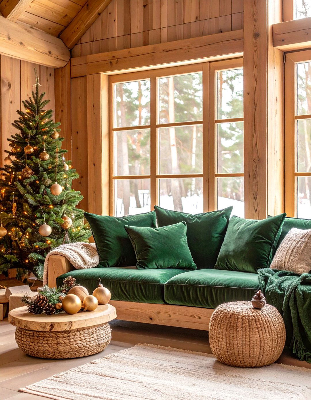 Deep Forest Greens and Natural Woods - 30 interior design ideas for holiday decor