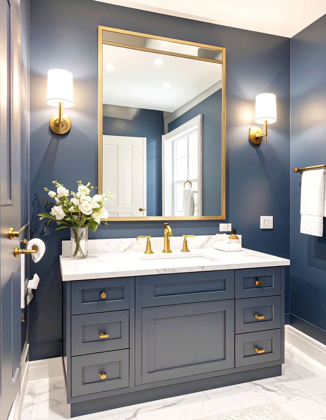 Deep Navy Blue Bathroom - 30 bathroom paint color ideas