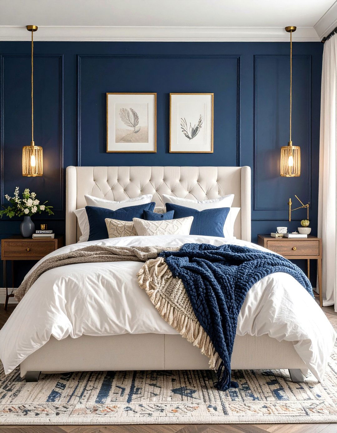 Deep Navy Blue Bedroom Wall - 30 accent wall bedroom ideas