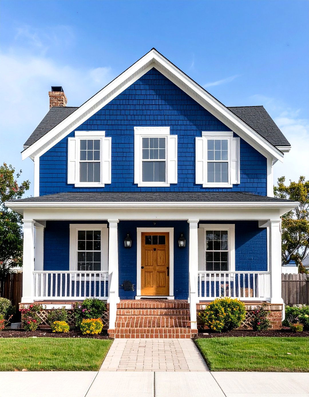 Deep Navy Blue Painted Brick - 30 exterior brick paint color ideas