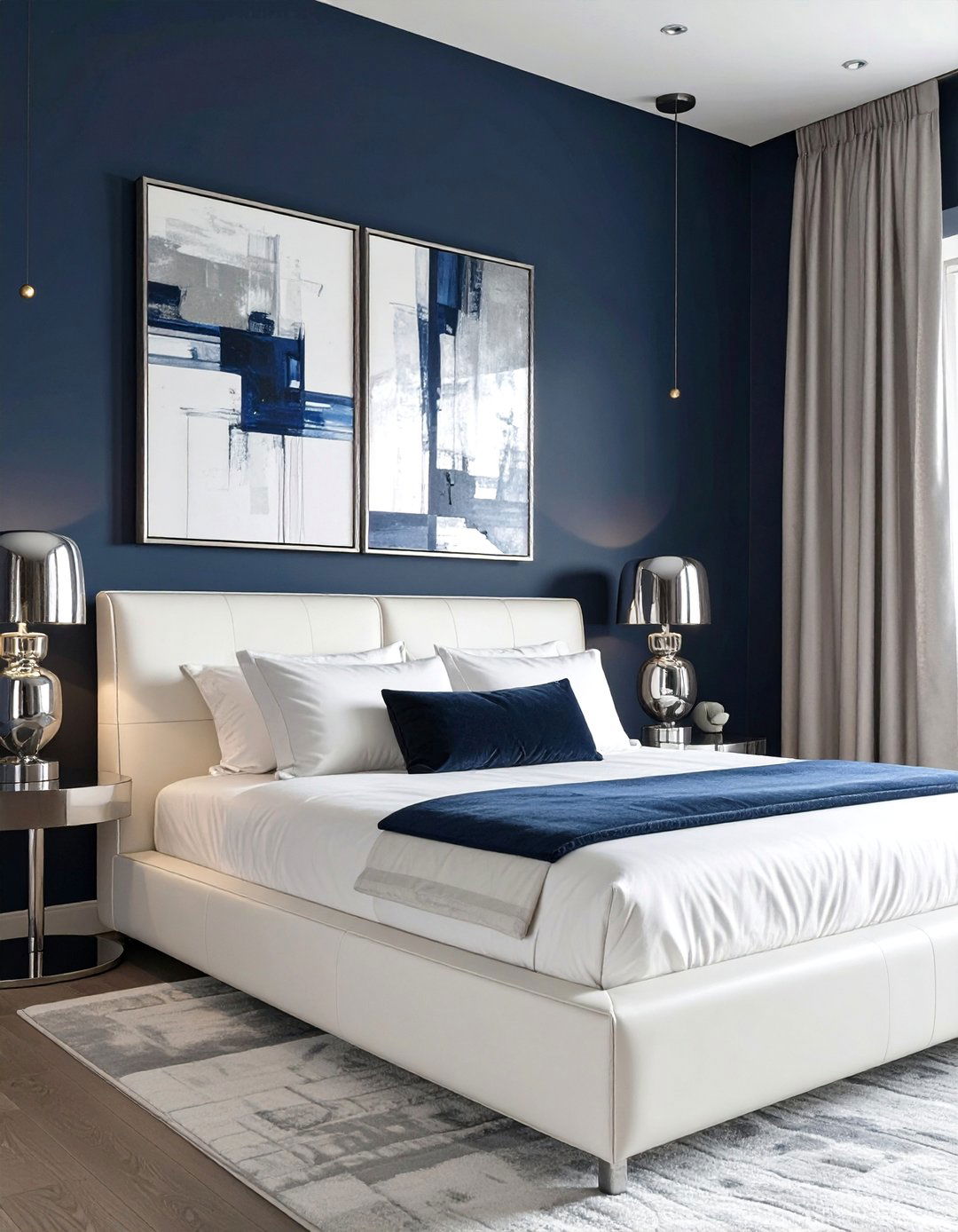 Deep Navy Modern Bedroom - 30 blue bedroom ideas