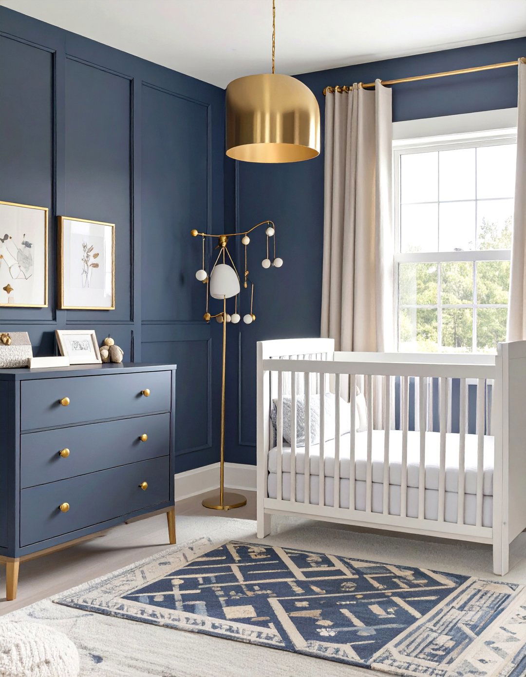 Deep Navy and Gold Accents - 30 modern baby boy room ideas