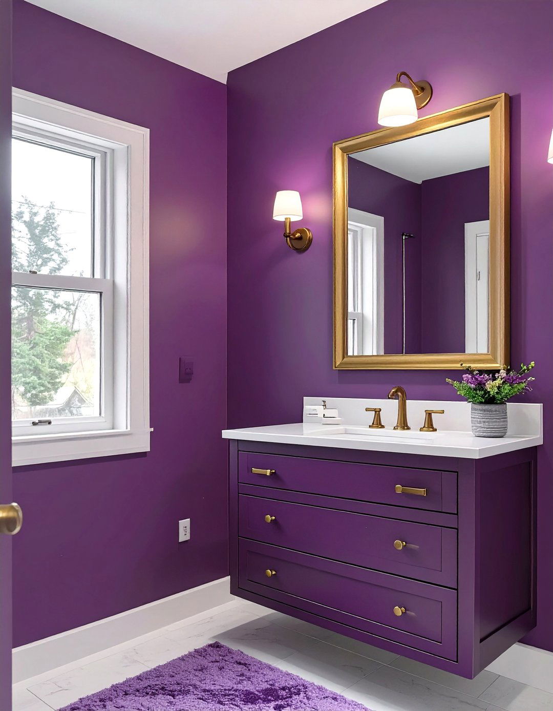 Deep Plum Powder Room - 30 bathroom painting ideas