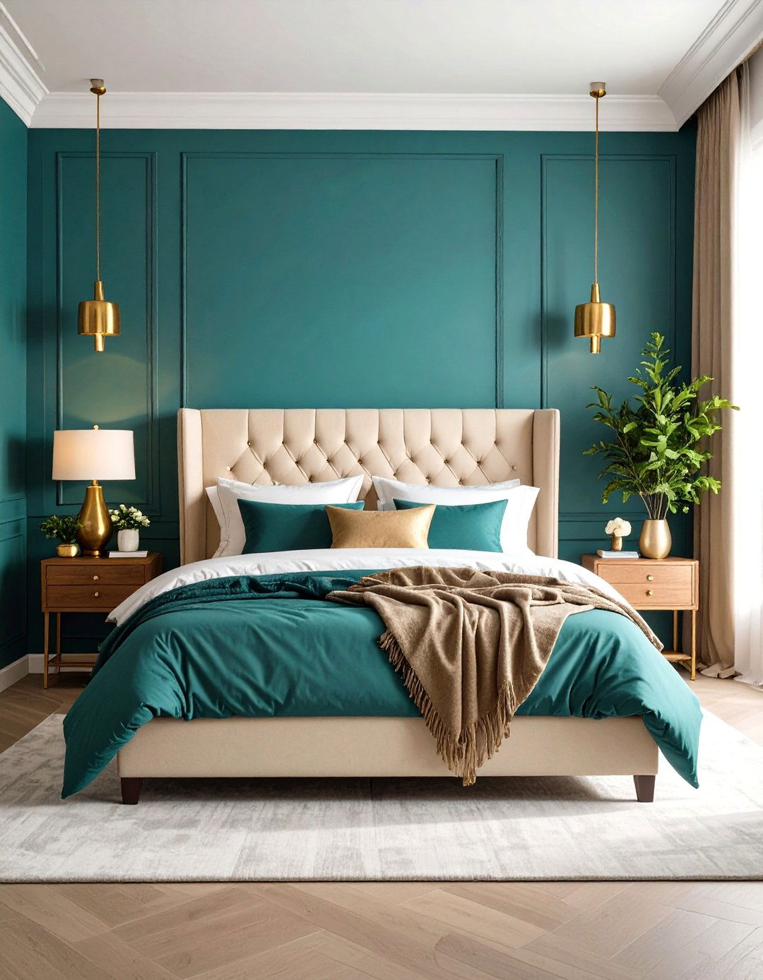 Deep Teal Accent Wall Bedroom - 30 interior paint color ideas