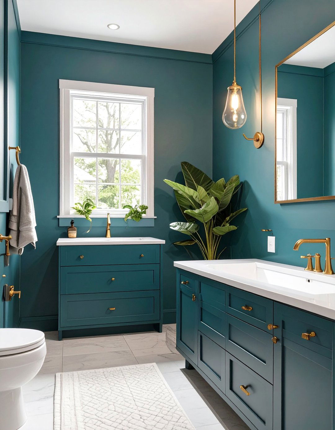 Deep Teal Bathroom for a Bold Statement - 30 bathroom painting ideas photos
