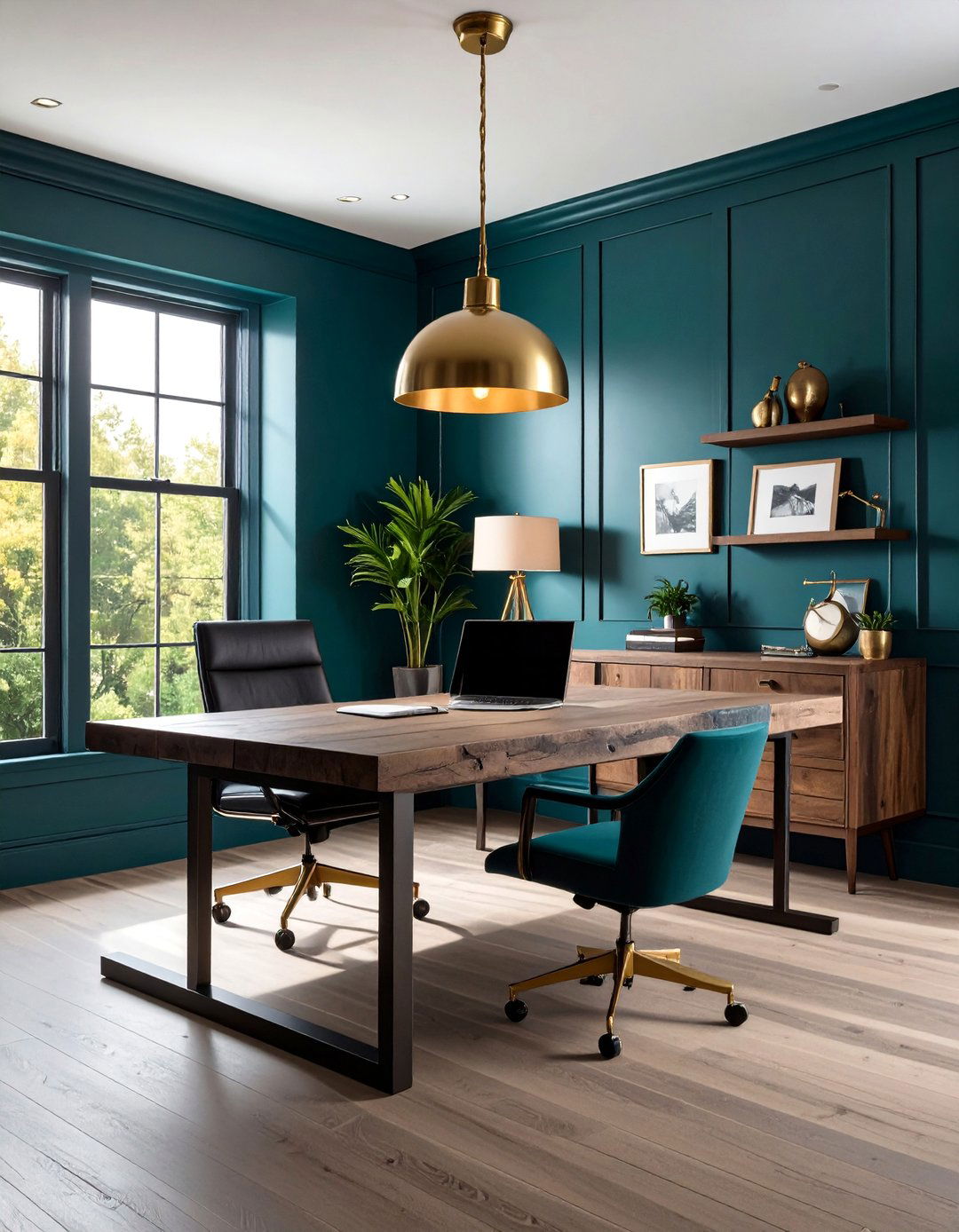 Deep Teal Home Office - 30 2025 paint color trends
