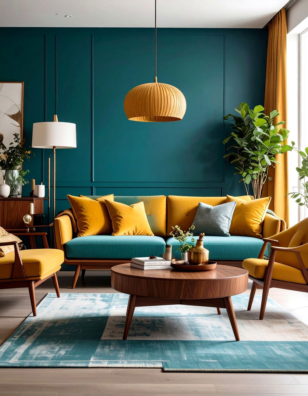 Deep Teal Living Room - 30 living room paint color ideas