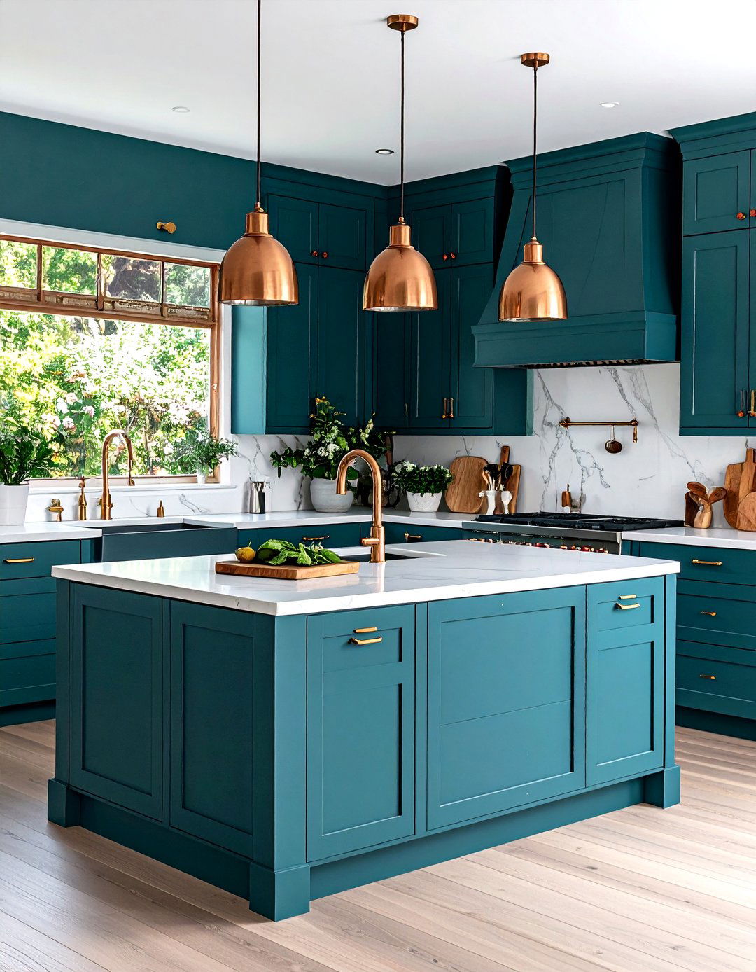 Deep Teal Statement Kitchen - 30 kitchen paint ideas