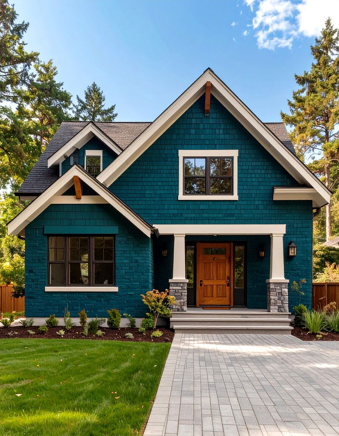 Deep Teal for a Unique Statement - 30 house exterior brick paint color ideas