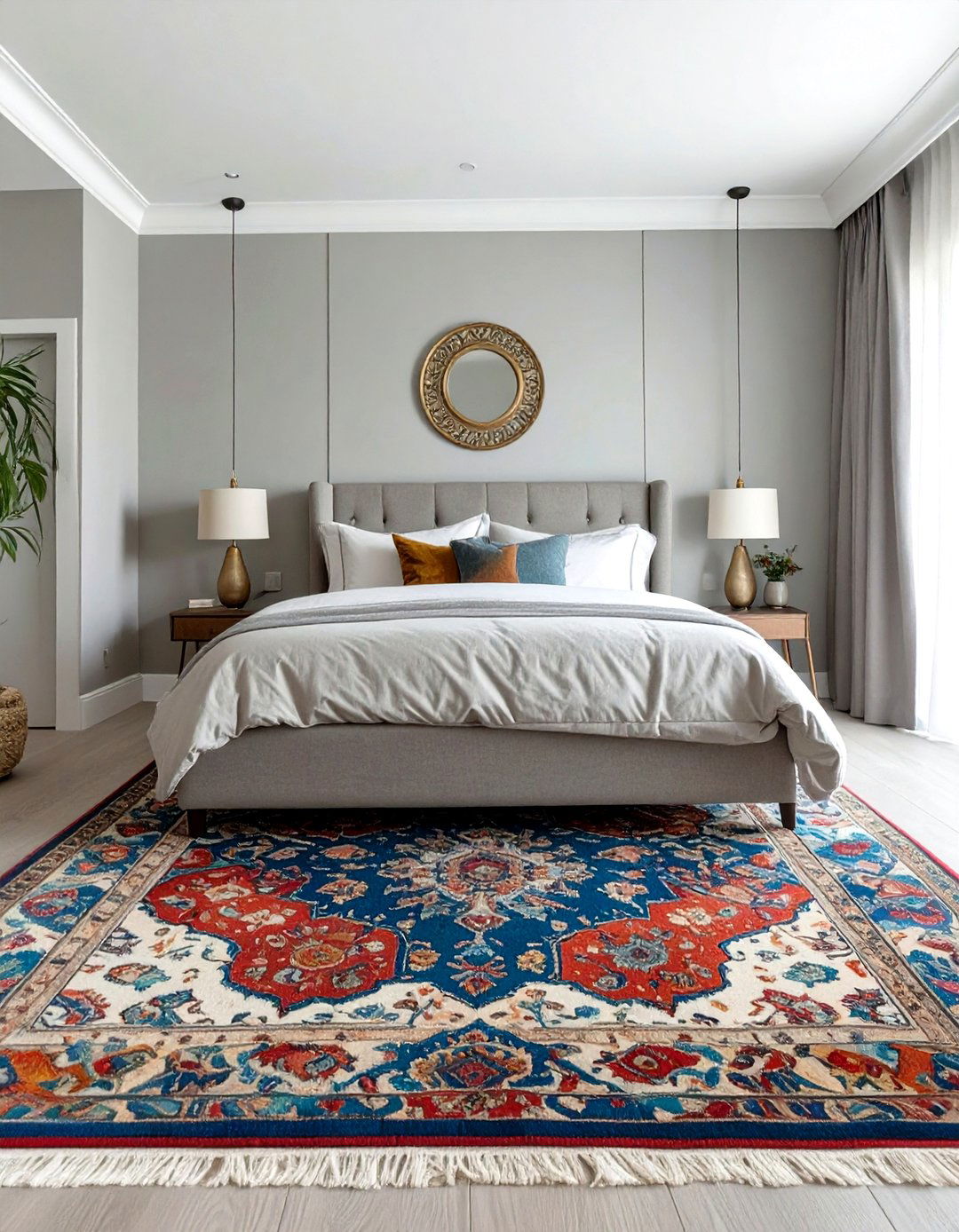 Define the Space with a Statement Rug - 30 simple bedroom decorating ideas