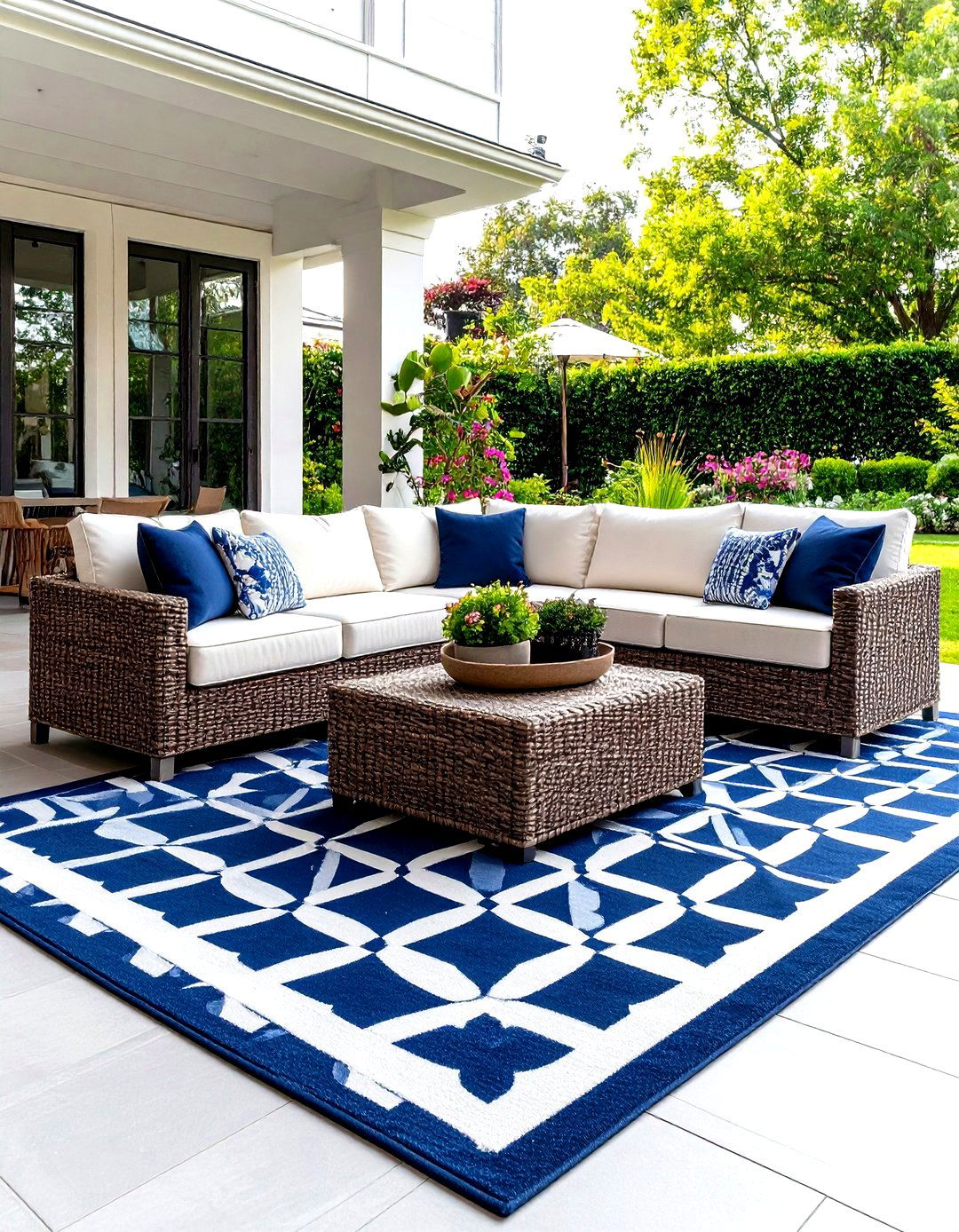 Defining Spaces with an Outdoor Rug - 30 patio landscaping ideas