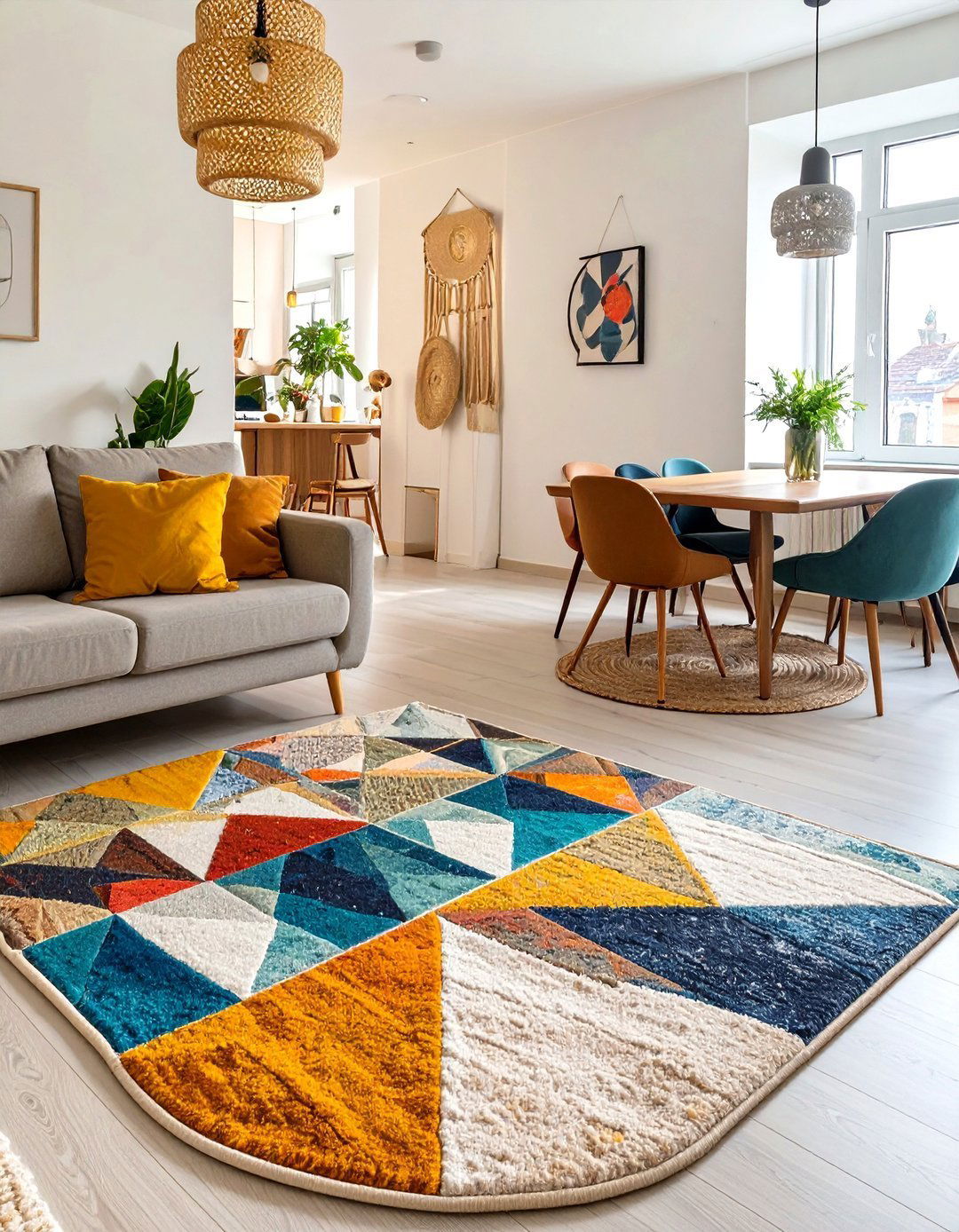 Defining Zones with Area Rugs - 30 very small living and dining room ideas